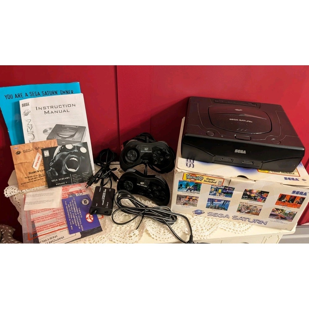 Sega Saturn Console USA CIB Complete in Original Box TESTED 2 Controllers Manual